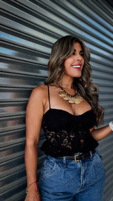 “BELLA” LACE WITH RUFFLE DETAIL CORSET TOP